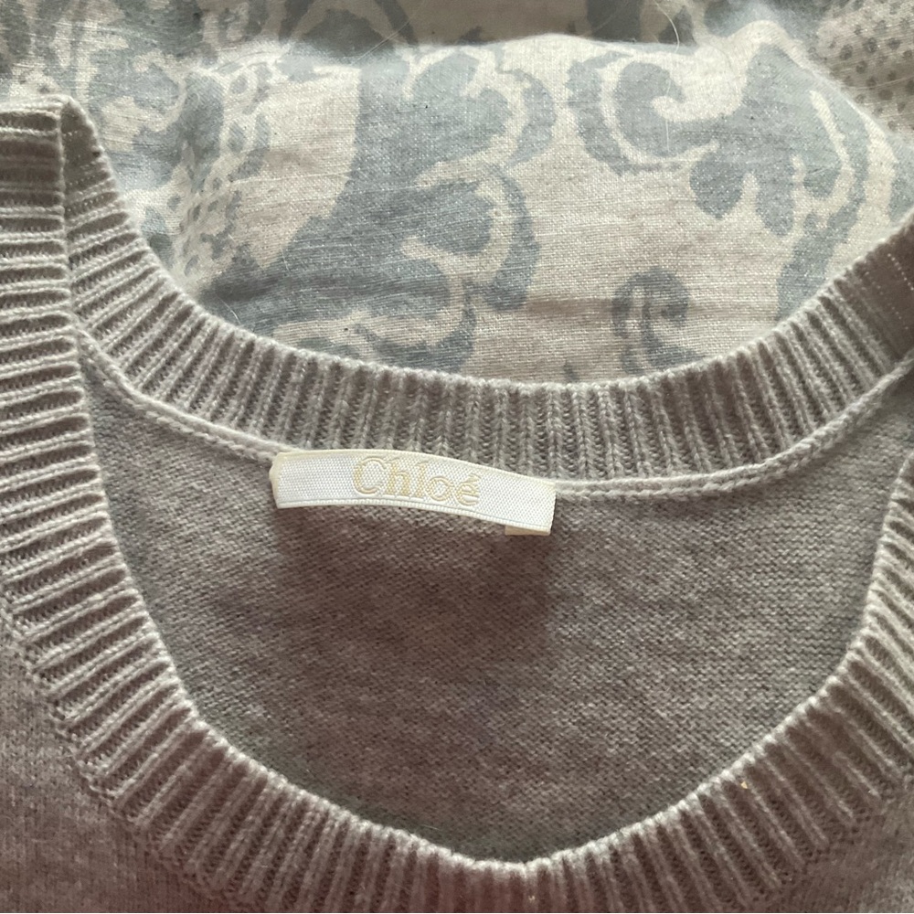 Chloe Light Grey 100% Cashmere Crew Neck Sweater Vest